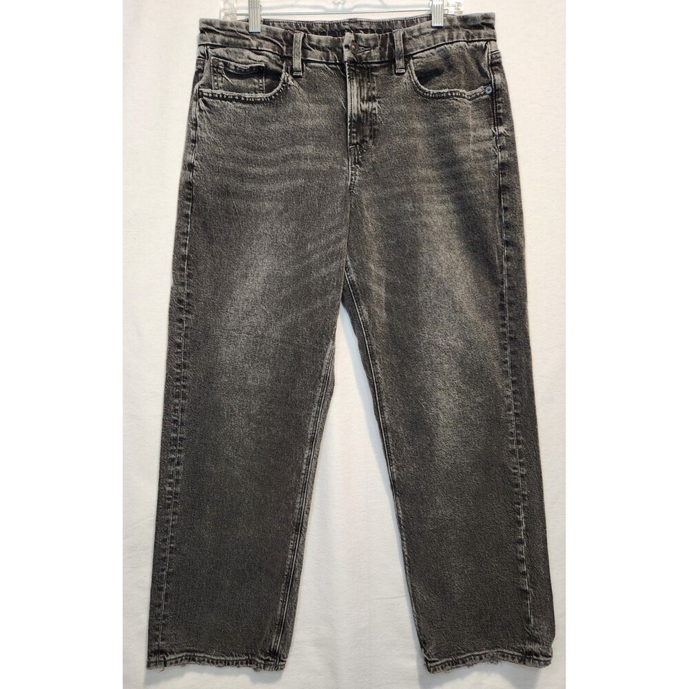 American Eagle Ladies Size 14 Black Baggy Wide Leg Jeans 90s Grunge Edgy